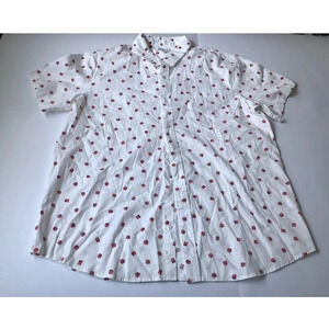 The Rail Men’s Short Sleeve Shirt White w/ Red Dice 100% Cotton Button Front XXL